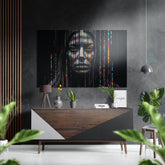 Woman in Lines Brushed Aluminum Dibond Wall Art.